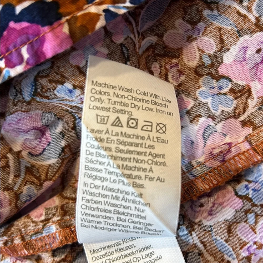 J. Crew Floral Print Smocked-Neck Top